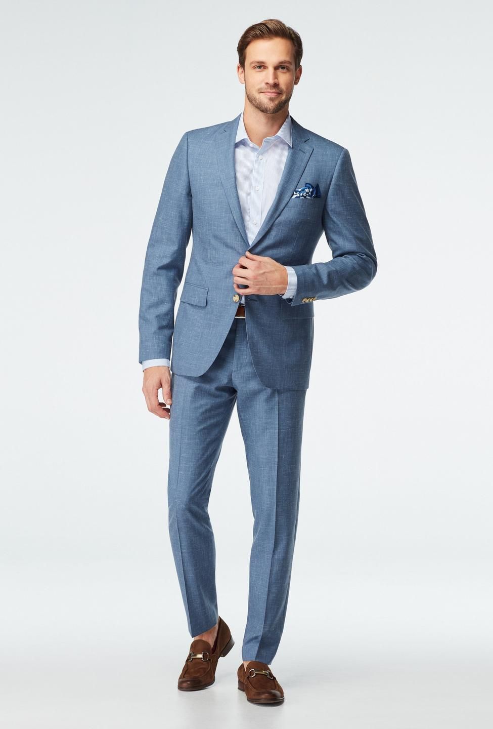 Stockport Wool Linen Light Blue Suit | Indochino