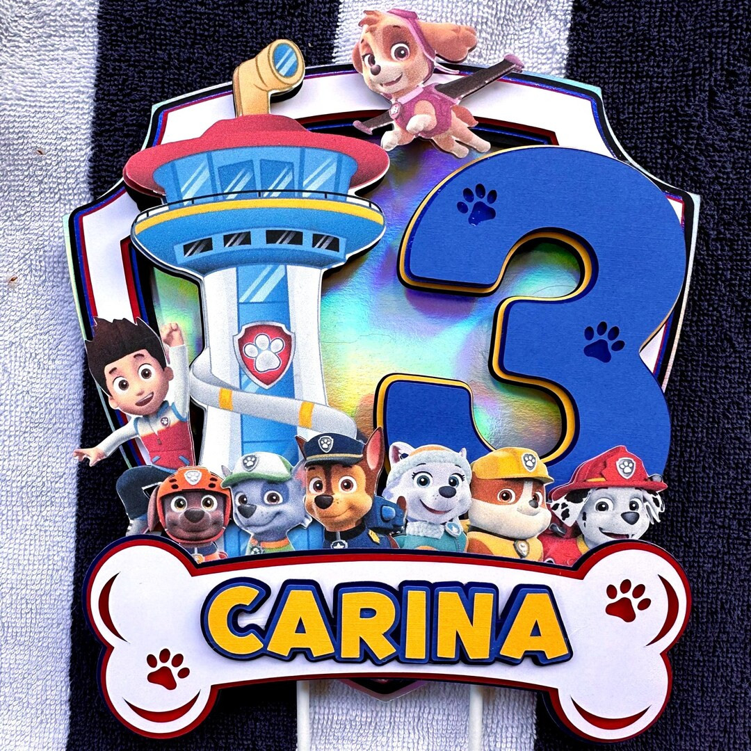 3D Dog Themed, Patrol Themed Cake Topper, Paw Themed Cake Topper - Etsy | Etsy (US)