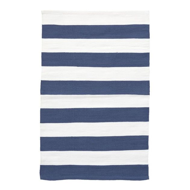 Hampton Stripe Indoor/Outdoor Rug - Denim/Ivory | Cailini Coastal