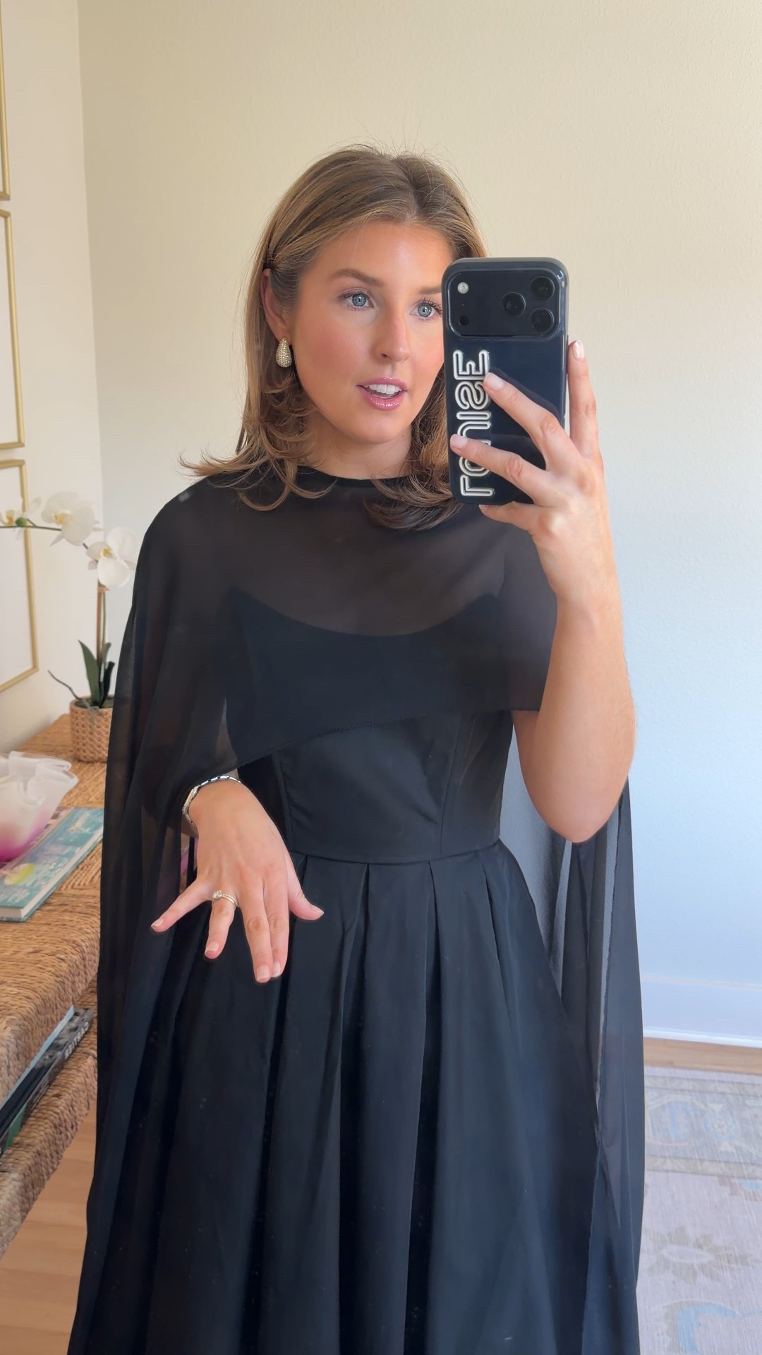 Chic cape to elevate any dress! Wearing a S in dress - runs a little big :)