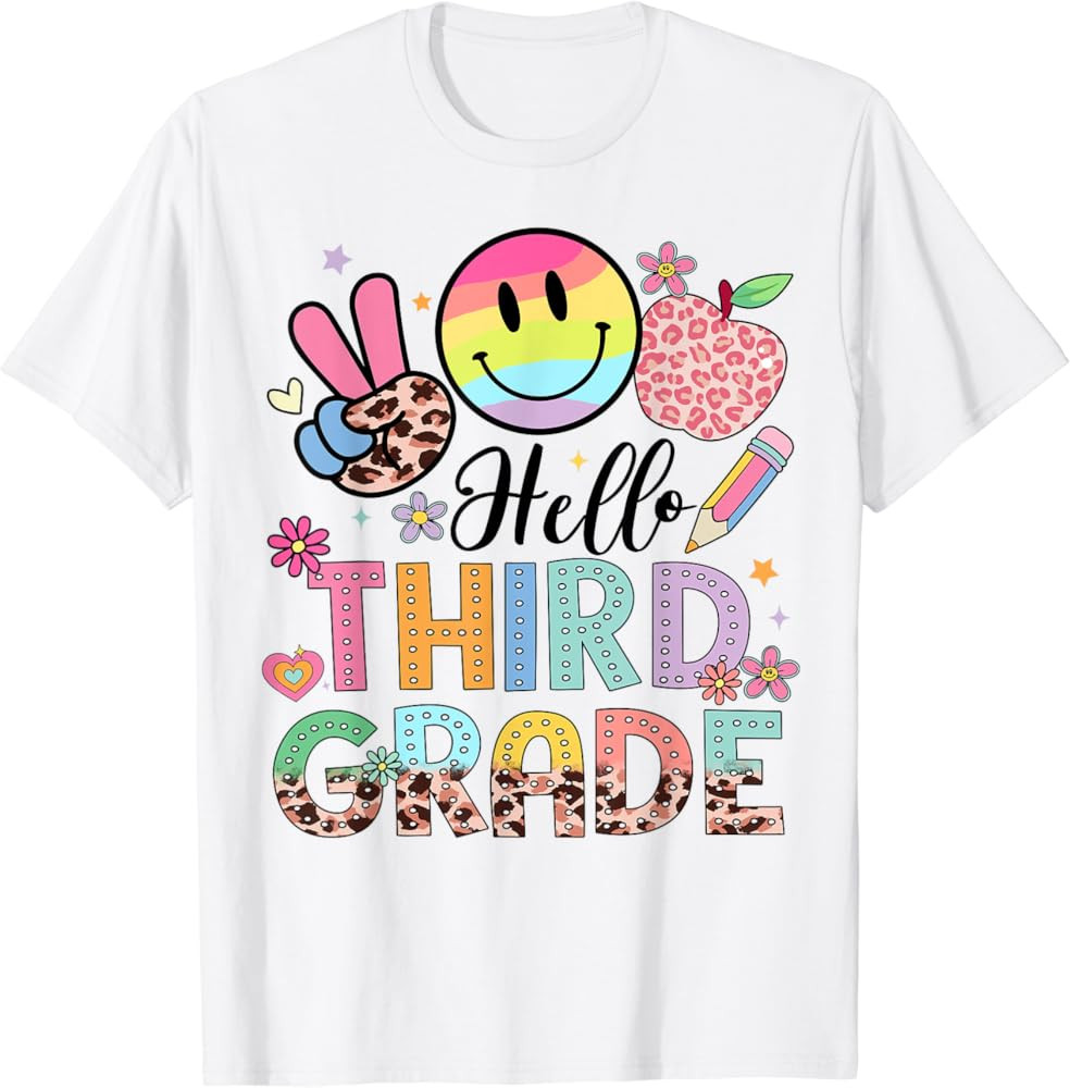 Hello 3rd Grade Boy Girl Teacher Back To School 3rd Grade T-Shirt | Amazon (US)