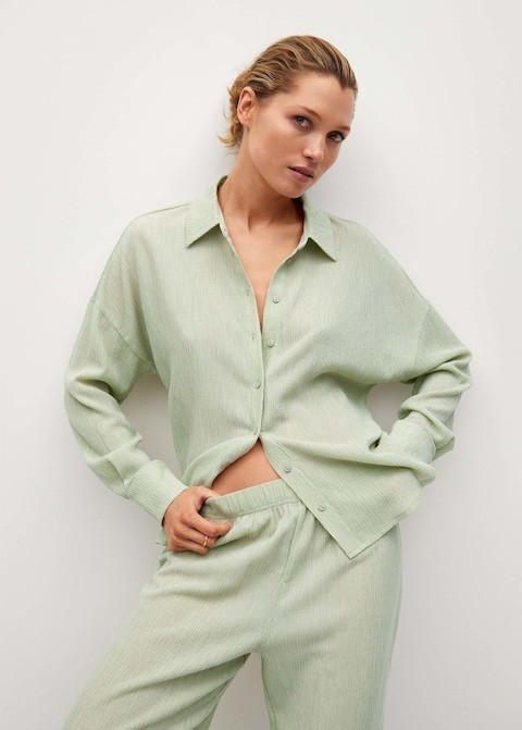 Oversized lyocell blouse | MANGO (NL)