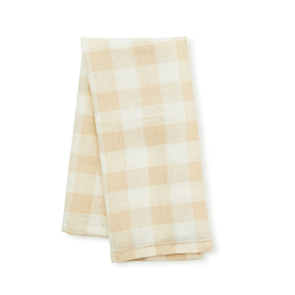 Tan Check Linen Dish Towel | MacKenzie-Childs