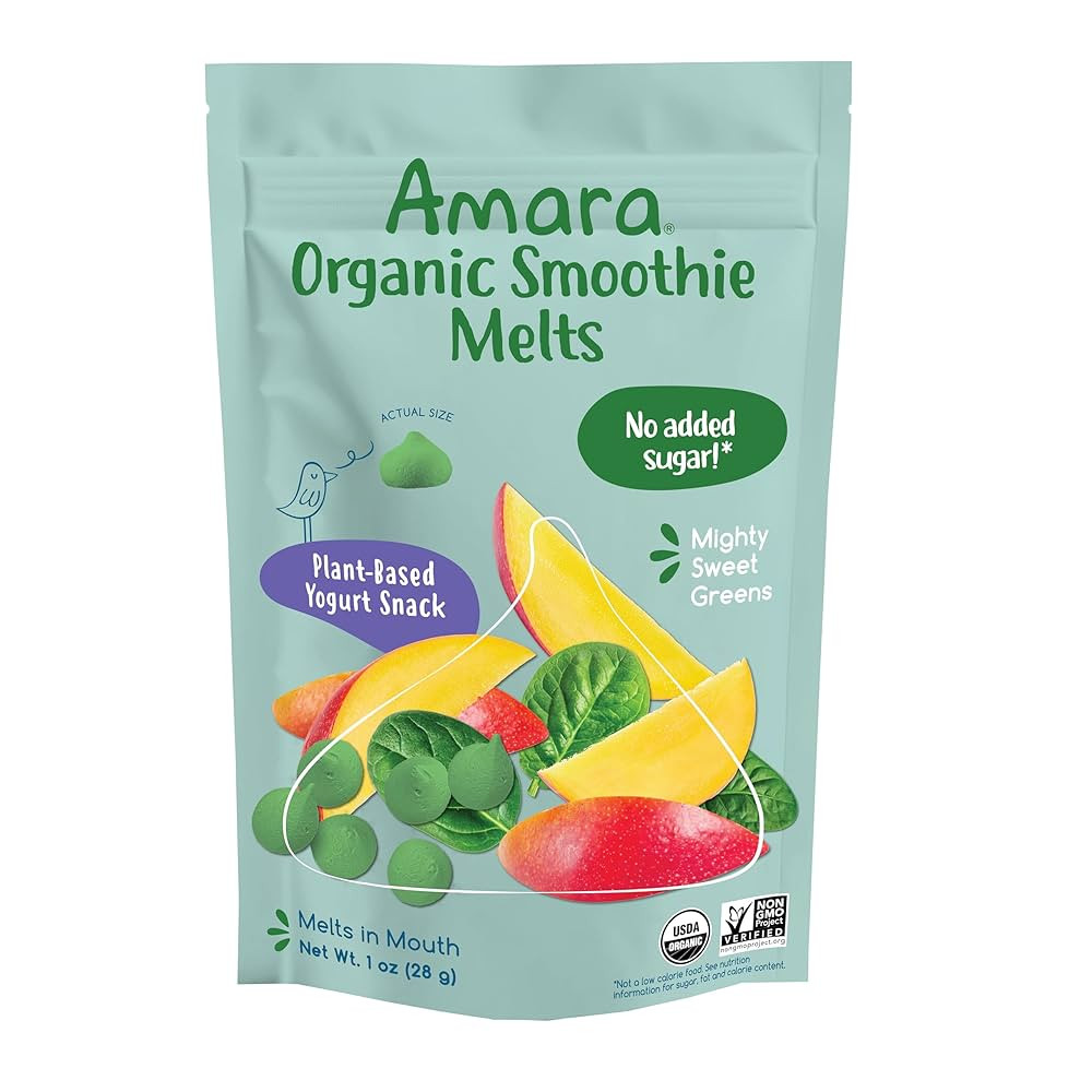 Amara Organic Mighty Sweet Greens Yogurt Snack Smoothie Melts, 1 Oz | Amazon (US)