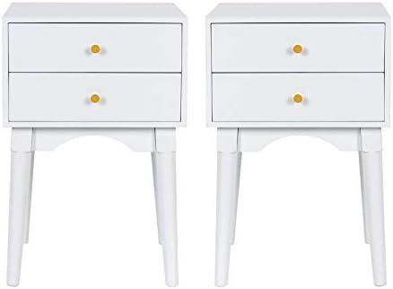 Scurrty Nightstands Set of 2 White Bedside Table Sofa End Tables with 2 Storage Drawers Night Sta... | Amazon (US)
