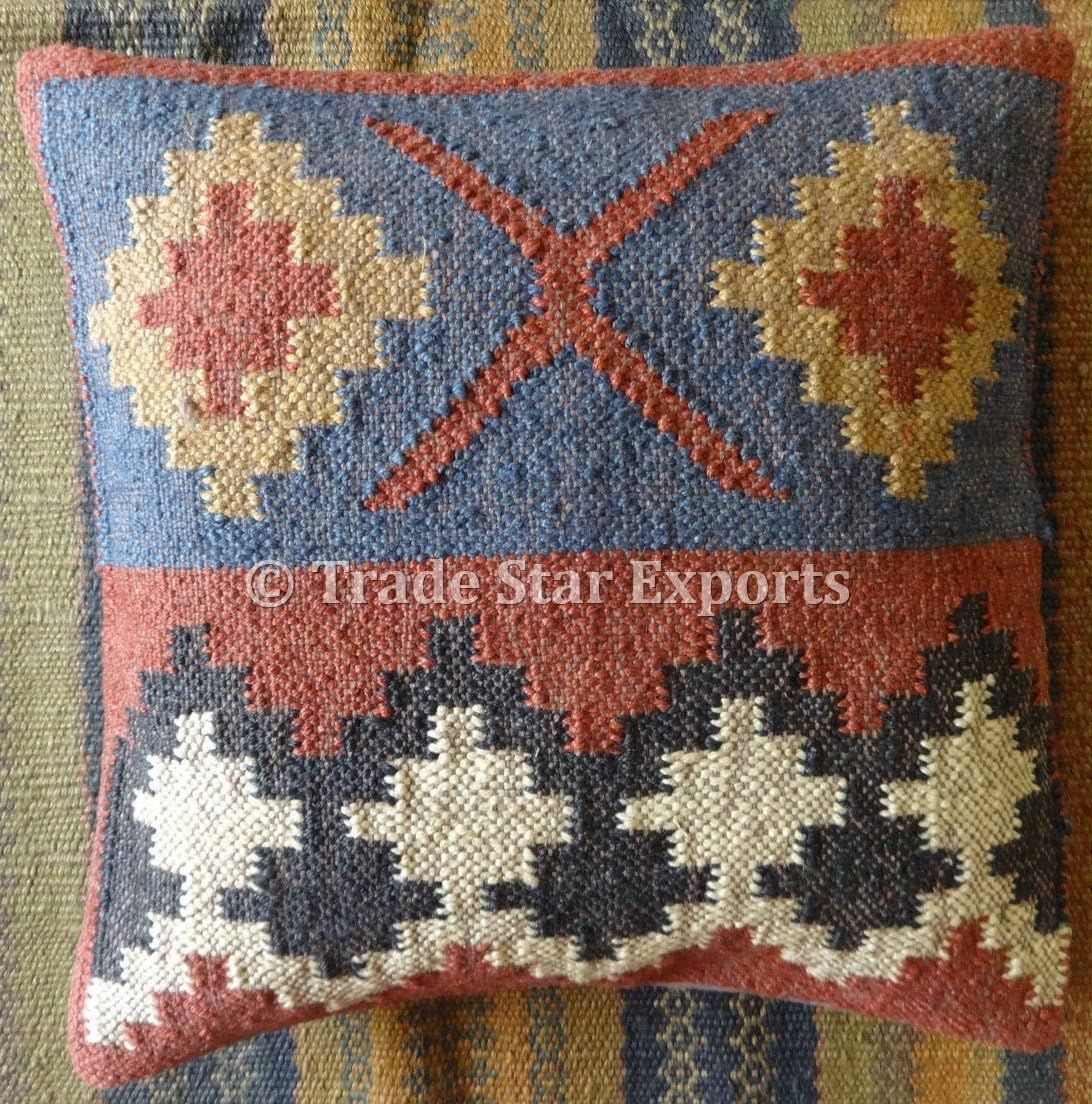 Kilim Pillow, Indian Cushion Cover 18x18, Jute Throw Pillow Cases, Decorative Handwoven Cushions,... | Amazon (US)