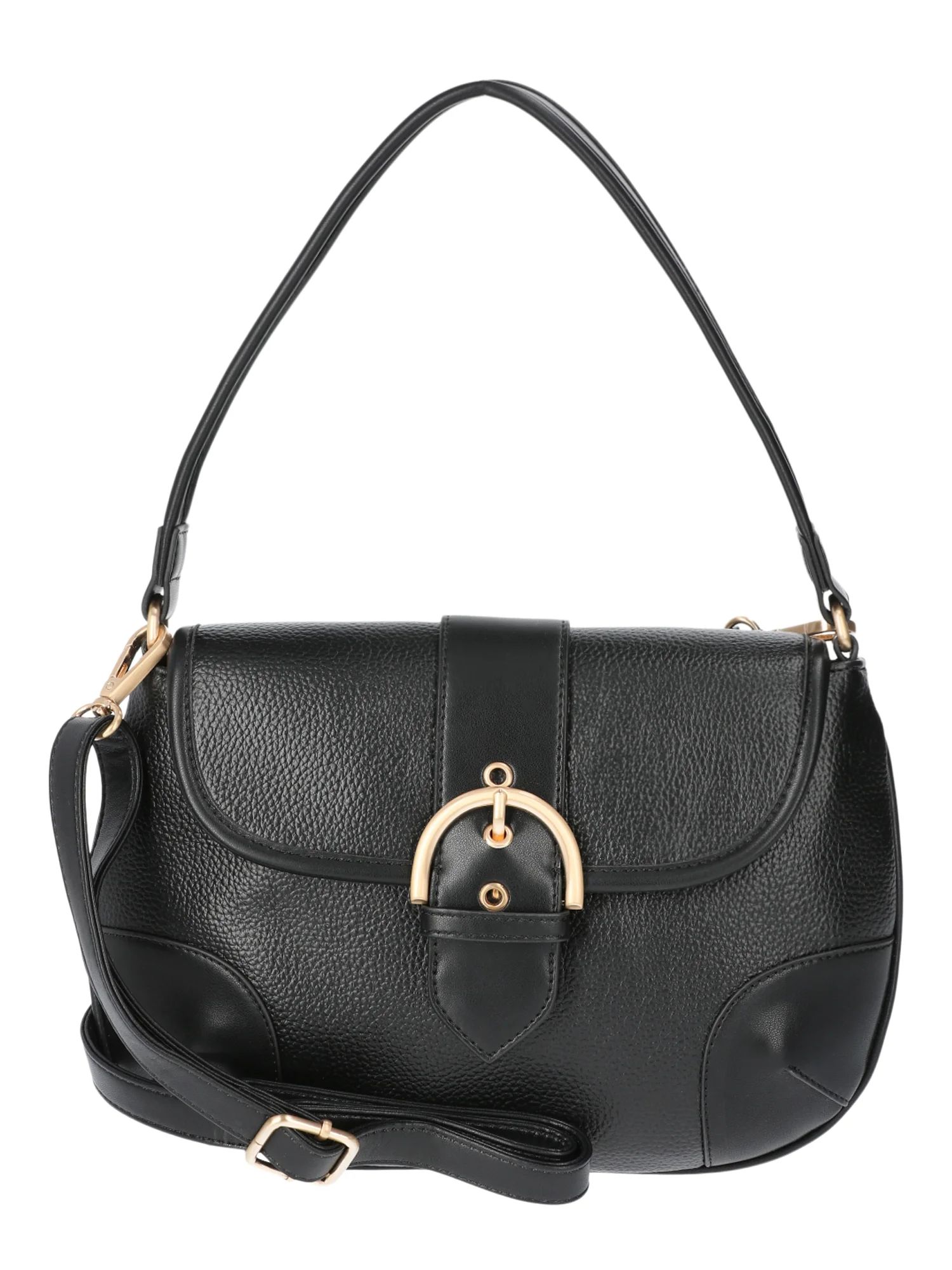 Time and Tru Women's Heather Shoulder Buckle Bag, Black | Walmart (US)