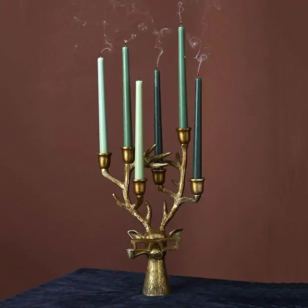 Antiqued Metal Reindeer Head Candelabra | Antique Farm House