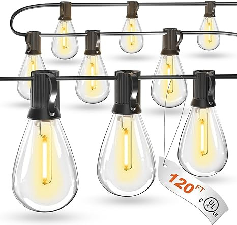120FT LED Outdoor String Lights with 30+2 Edison Shatterproof Waterproof Bulbs, 2700K Commercial ... | Amazon (US)