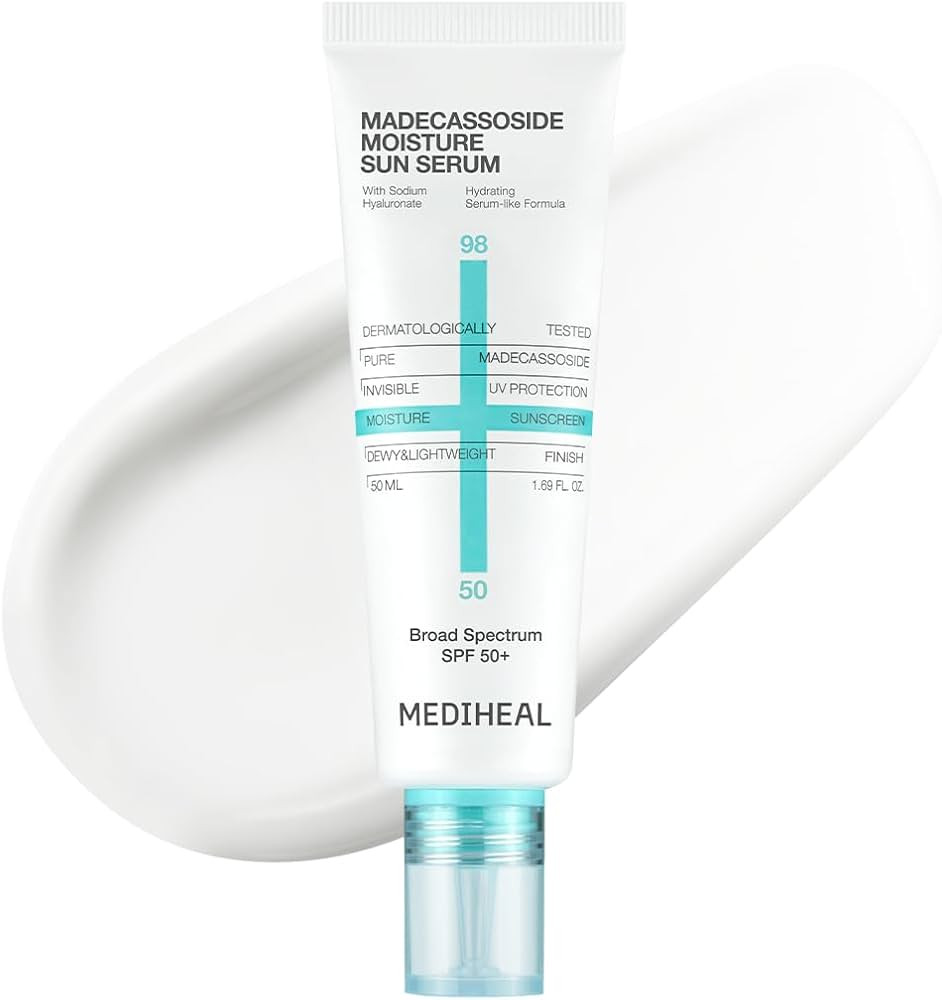 MEDIHEAL Madecassoside Moisture Sun Serum SPF 50+, Hydrating Korean Sunscreen for Face, Lightweig... | Amazon (US)