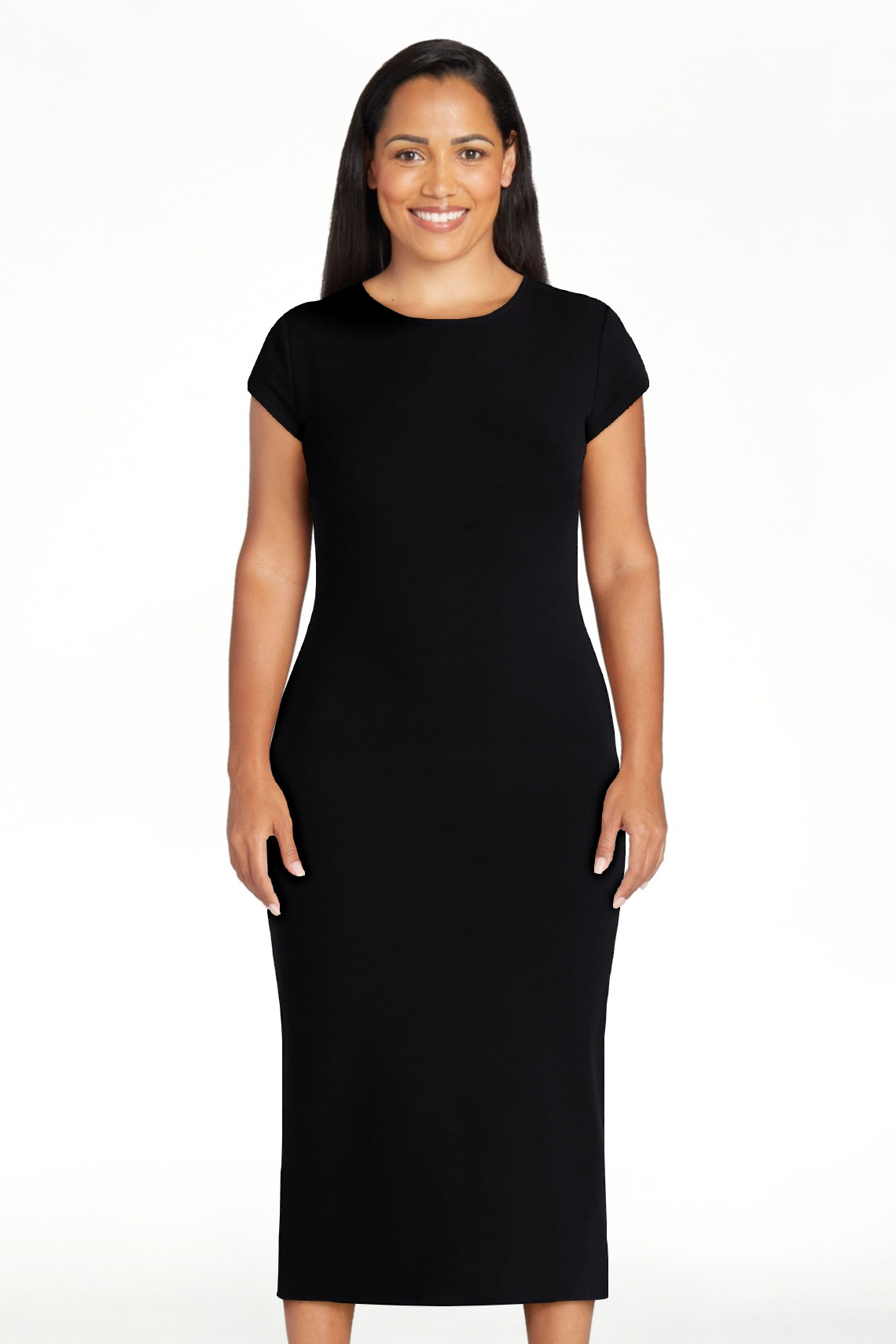 No Boundaries Crewneck Midi Dress with Short Sleeves, Women's XXS-XXL | Walmart (US)
