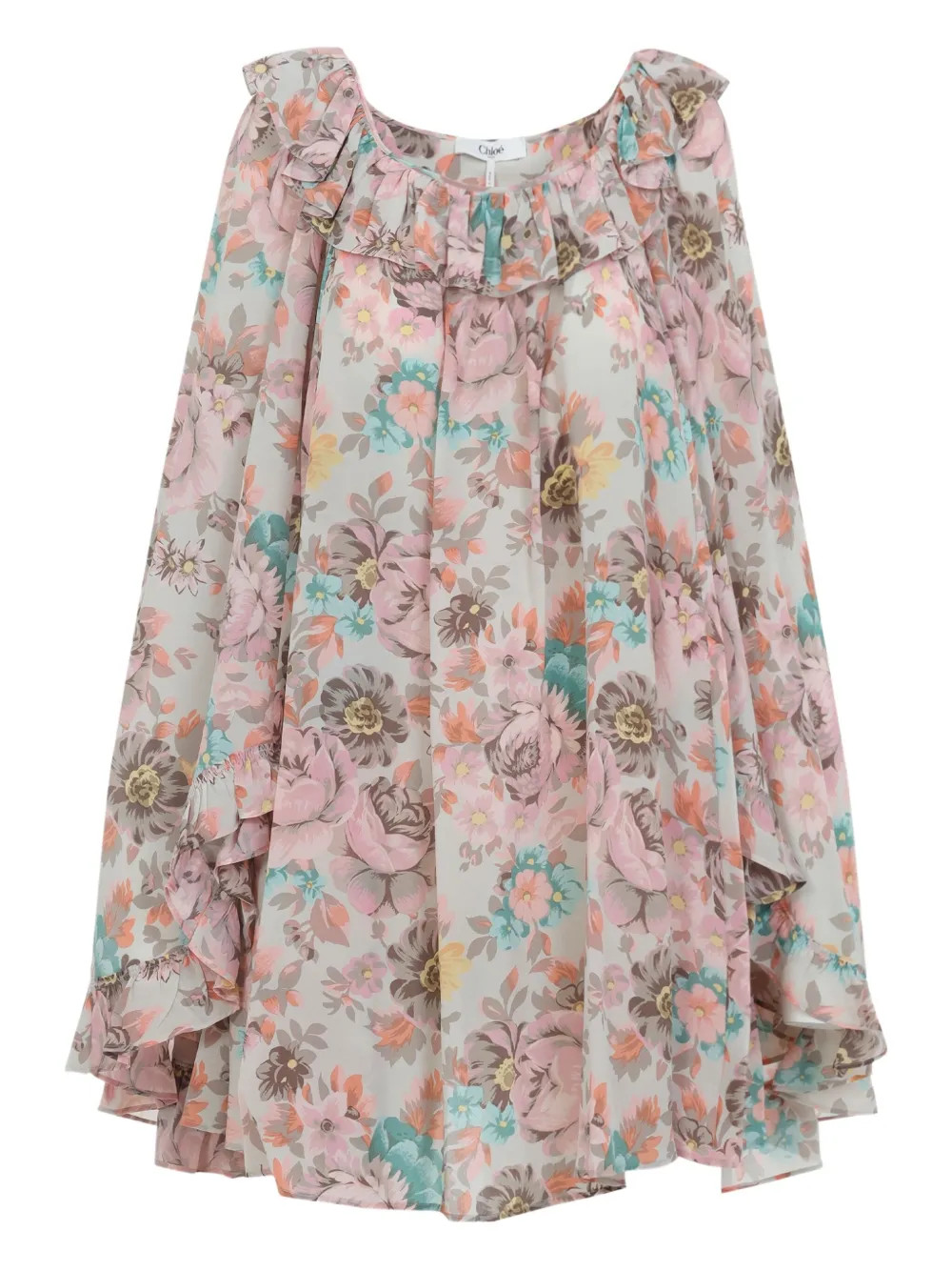 ruffled floral-print mini dress | Farfetch Global