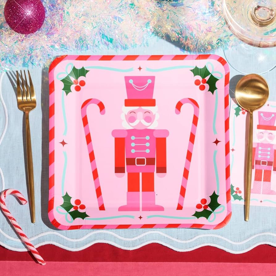 xo, Fetti Christmas Nutcracker Paper Plates | 25 pcs 10.5" | Pinkmas Xmas Party Tablescape, Holid... | Amazon (US)