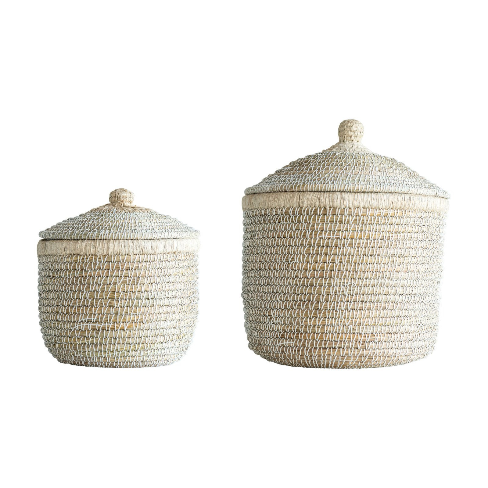 3R Studios Whitewashed Woven Basket with Lid - Set of 2 | Walmart (US)