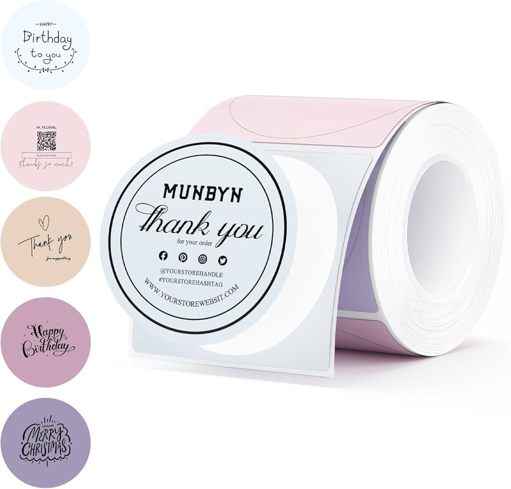 MUNBYN 2 Inch Round Thermal Labels, Color Thermal Sticker Labels for Canning, Baking, 150 Sheets/... | Amazon (US)