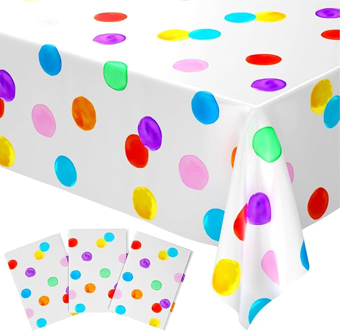 Blue Orchards Polka Dots Table Cover (Pack of 3) - 108"x54" – Colorful Happy Birthday Party Tab... | Amazon (US)