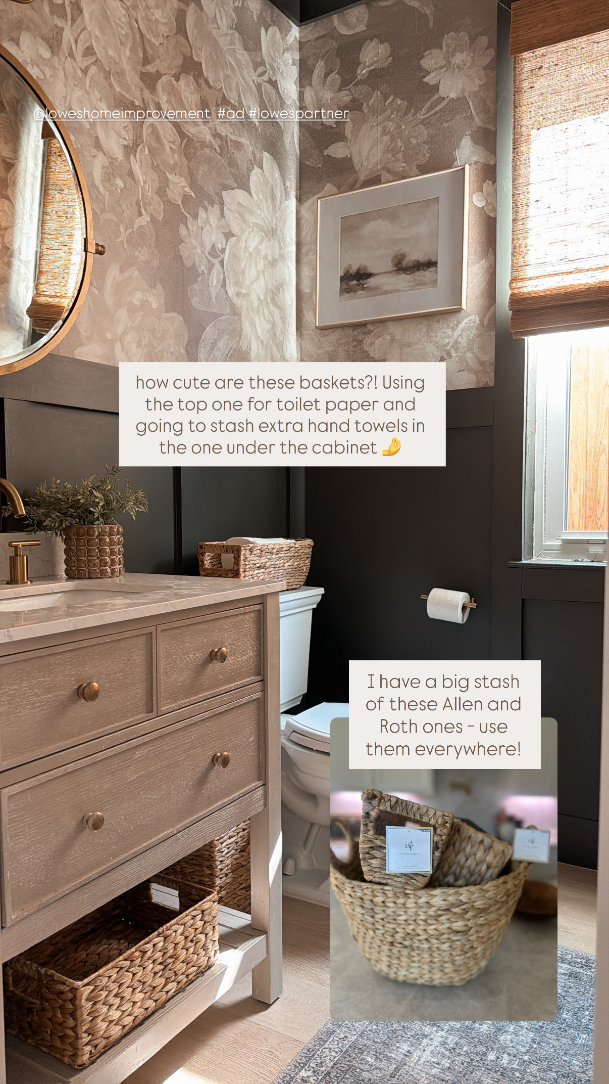 Love these Allen + Roth baskets from @loweshomeimprovement for extra bathroom storage! So many shapes and sizes but all affordable 🙌 #lowespartner #ad 

 #LTKHome