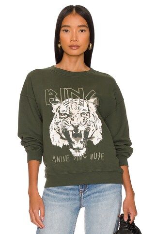 ANINE BING Tiger Sweatshirt in Forest Green from Revolve.com | Revolve Clothing (Global)