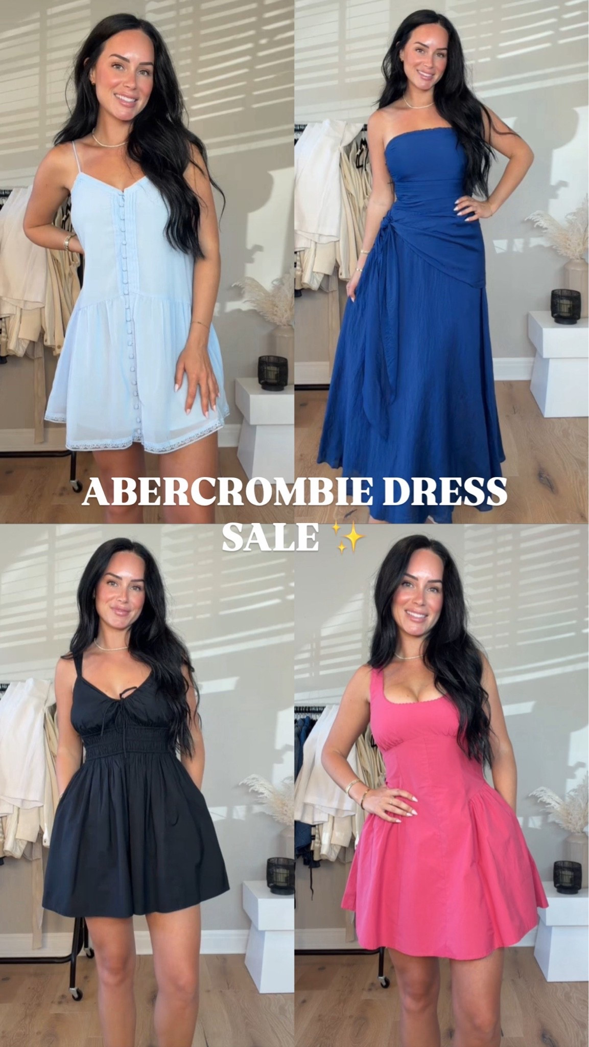#abercrombiepartner  @abercrombie  My favorite Abercrombie dresses & they are all on sale!!! 👗✨😍

Use code AFLTK for extra savings!!




25% Off All Dresses* 6/3/2026 - 6/8/2026
• Vitals: *Offer valid online only 6/3/2026-6/8/2026 in
US/CA. Excludes clearance. Online price reflects discount.
• LTK Extra 20% Off Almost Everything*** 6/3/2026 - 6/4/20226
• US/CA Vitals: ***Use code AFLK to get an additional 20% off almost everything in stores and online at checkout from 6/3/26-6/4/26 in US/CA. Exclusions apply. See details online.
LTK Code exclusions: Clearance, Sperry Footwear, Frye Footwear, G.H. Bass Footwear, Puma Footwear, Hunter footwear, and gift cards.