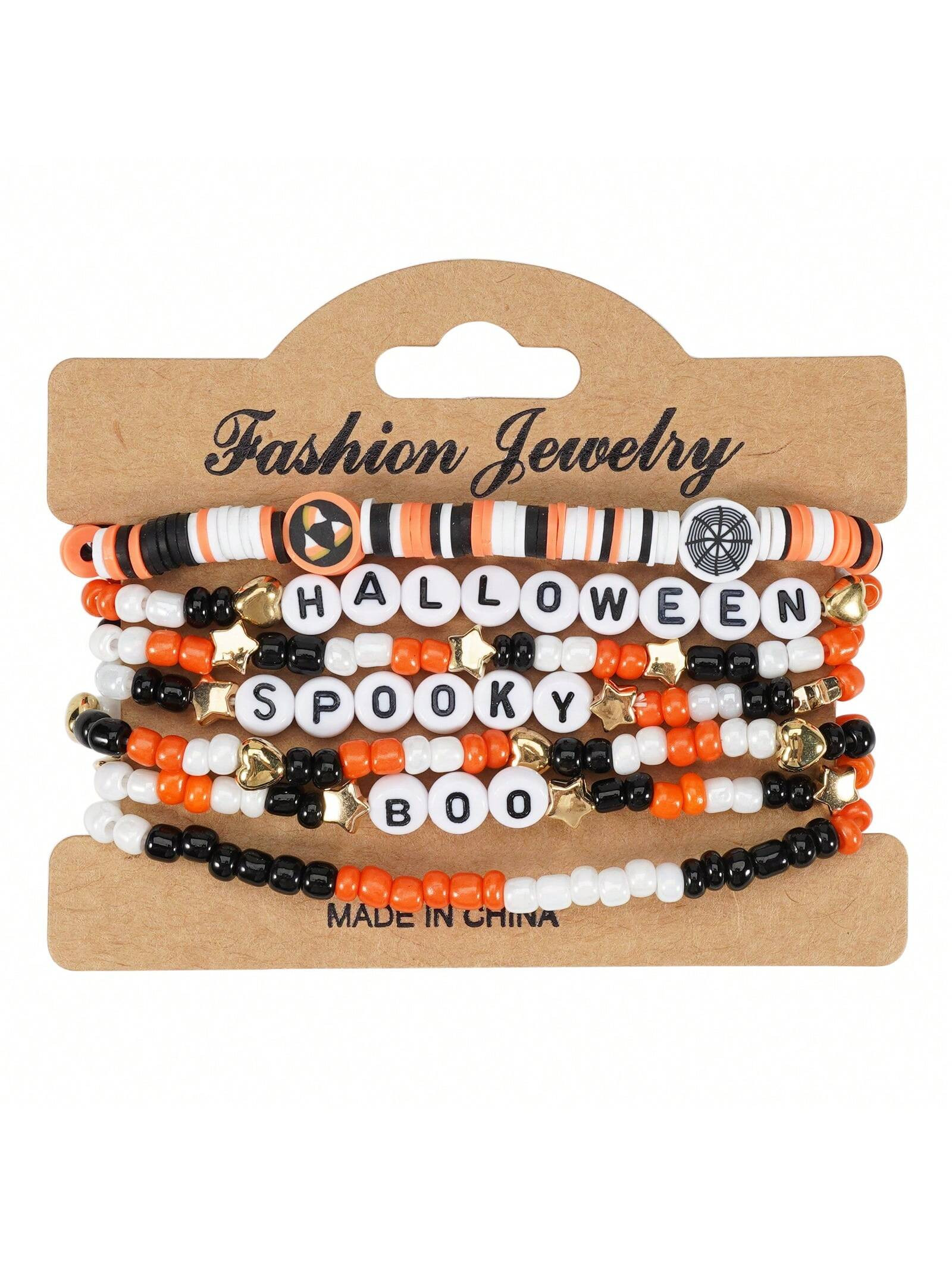 1pc Halloween Rice Bead & Soft Pottery Beaded Bracelet | SHEIN USA | SHEIN