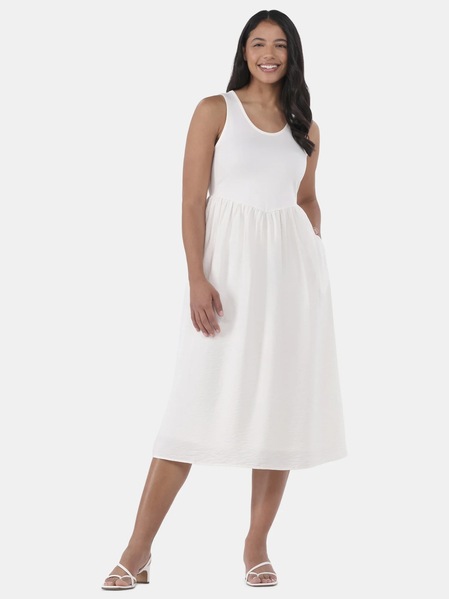 Time and Tru Women's and Women’s Plus Sleeveless Mix Tank Dress, Sizes XS-4X | Walmart (US)