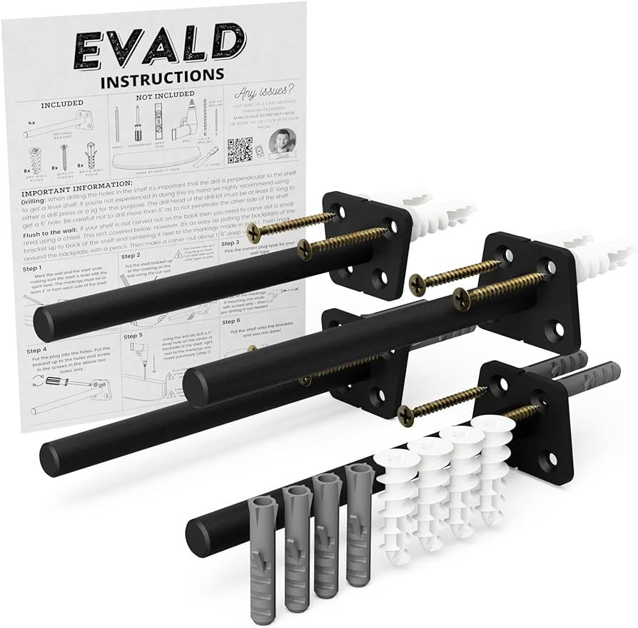 EVALD The Improved Floating Shelf Bracket | 6-Inch Heavy Duty Blind Shelf Support | Kitchen, Fire... | Amazon (US)