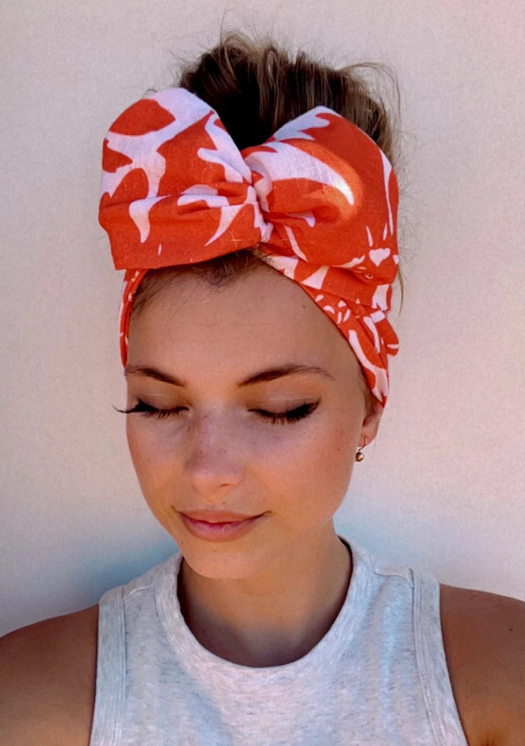 Orange Floral Wide Wire Hair Wrap Wire Headband Wired Head Wrap Wide Wired Headband Twist Headban... | Etsy (US)