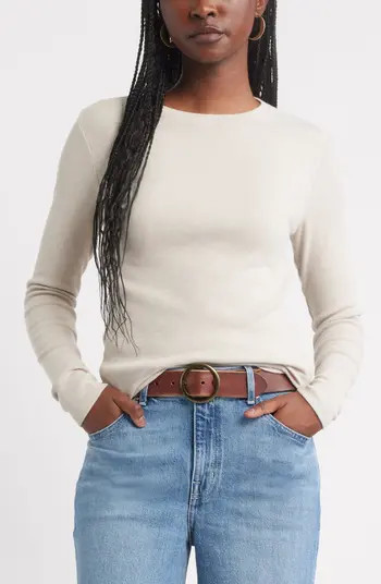 Long Sleeve Cotton Blend Rib T-Shirt | Nordstrom