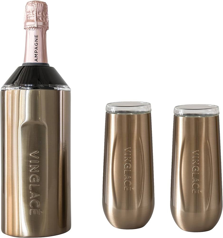 Vinglacé Champagne Bottle Chiller Gift Set- Portable Stainless Steel Sparkling Wine Cooler with ... | Amazon (US)