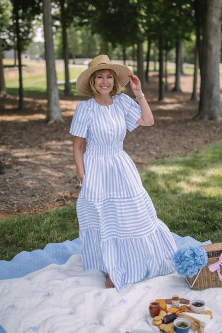 This look alike dress has been marked down to $39.80, it was $99. Love the blue and white stripes. This is a special sale for this Father’s Day weekend so hurry for this one.

#LTKFindsUnder50 #LTKOver40 #LTKSaleAlert