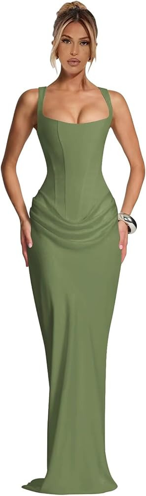 Women's Sexy Satin Prom Dresses 2026 Mermaid Corset Long Spaghetti Straps Cocktail Party Dress | Amazon (US)