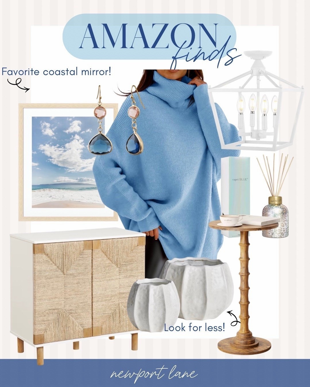 This Amazon collage of coastal furniture, clothes, and decor is full of my favorite blue, white, and natural-toned finds for effortless everyday style. From statement home pieces to wardrobe staples, these picks bring a cohesive, curated look to your space and closet. 

#LTKHome #LTKU #LTKSaleAlert