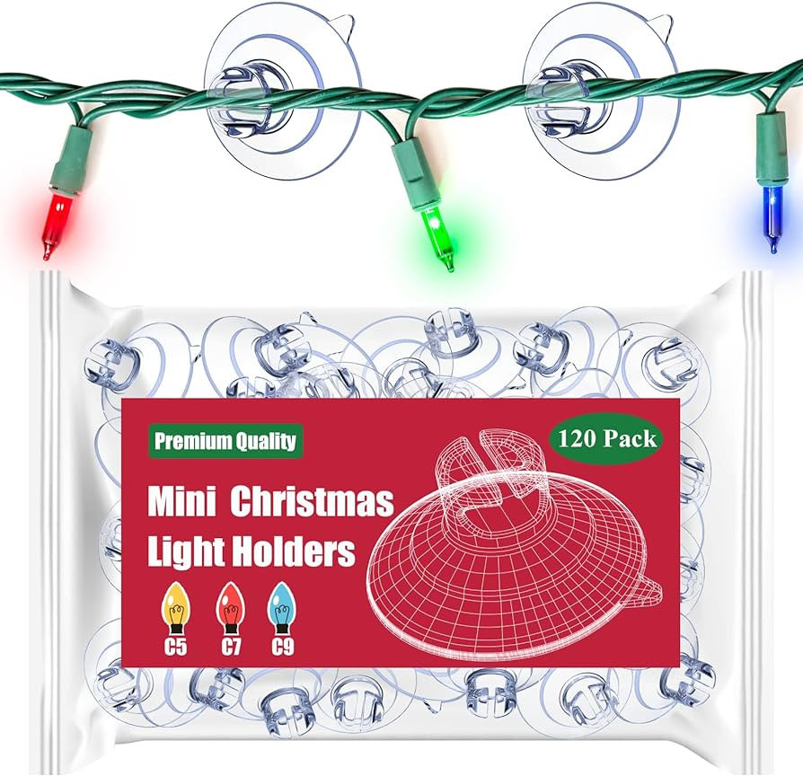 Miuezuth Mini Christmas Light Suction Cups [Set of 120] Small Holiday Light String Hooks Holders,... | Amazon (US)