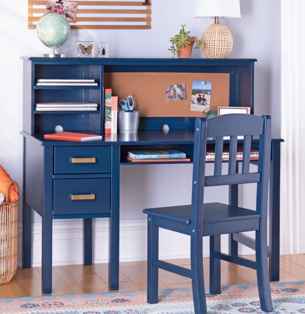Navy blue kids desk and hutch!