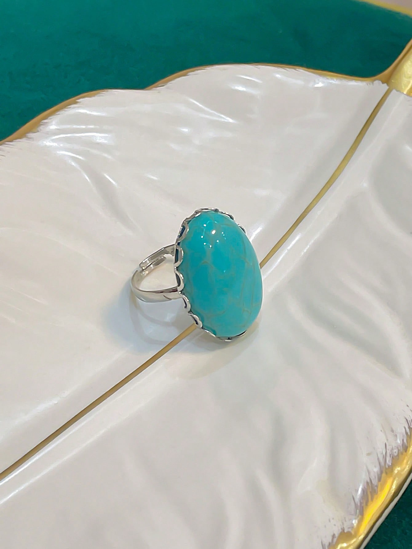 1pc Vintage Turquoise Decor Ring For Women For Daily Decoration | SHEIN