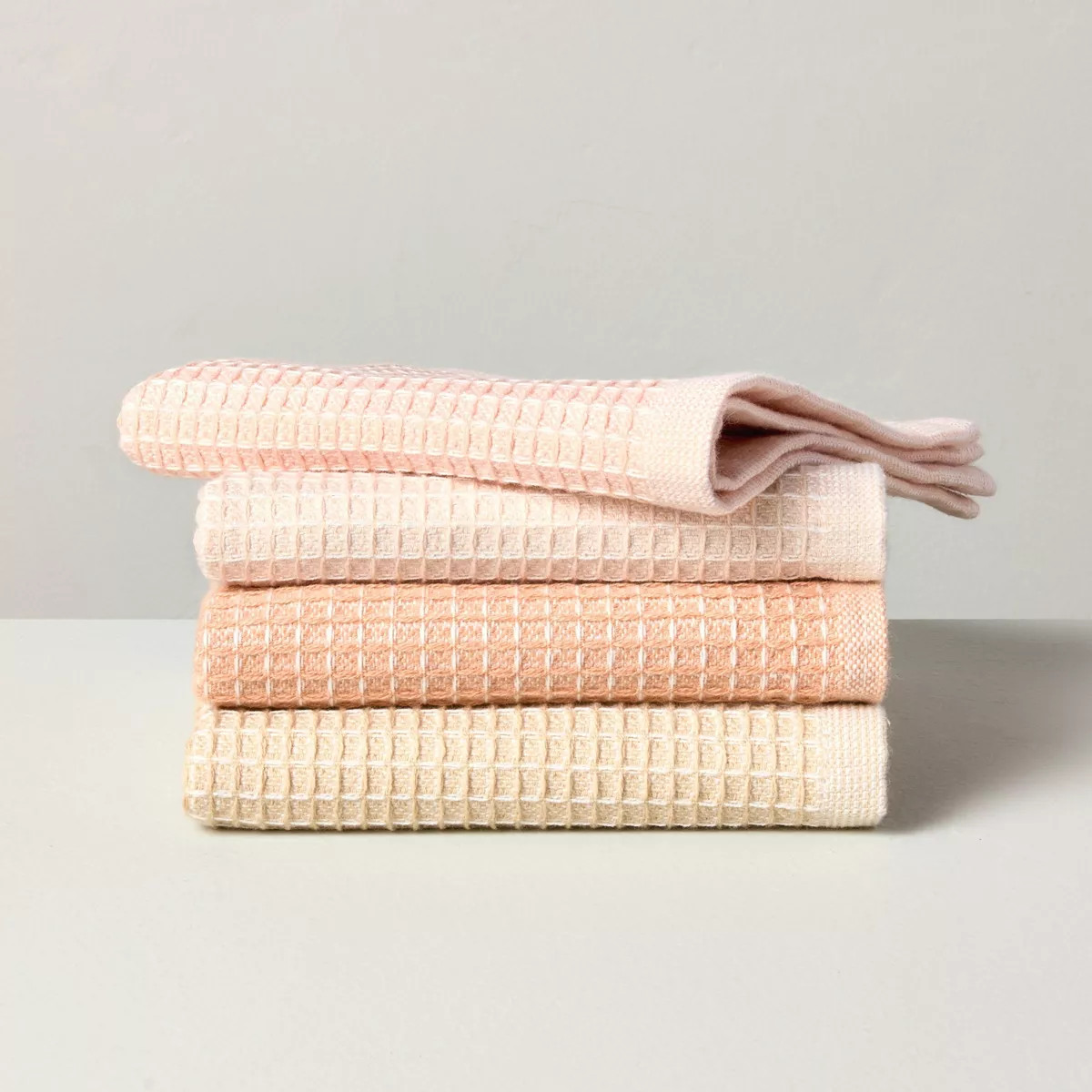 4pk Waffled Cotton Dishcloth Set Beige/Blush - Hearth & Hand™ with Magnolia | Target