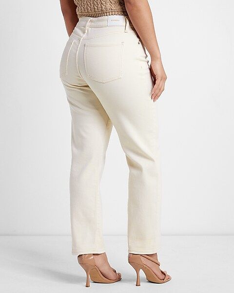 Mid Rise Cream Boyfriend Jeans | Express