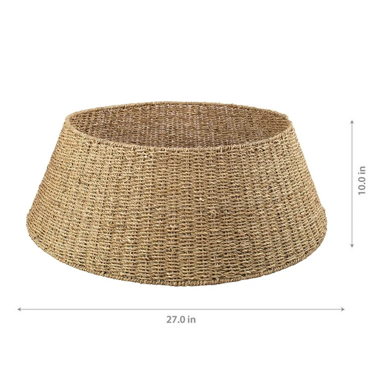 Natural Woven Seagrass Christmas Tree Collar, Brown, 27", by Holiday Time - Walmart.com | Walmart (US)