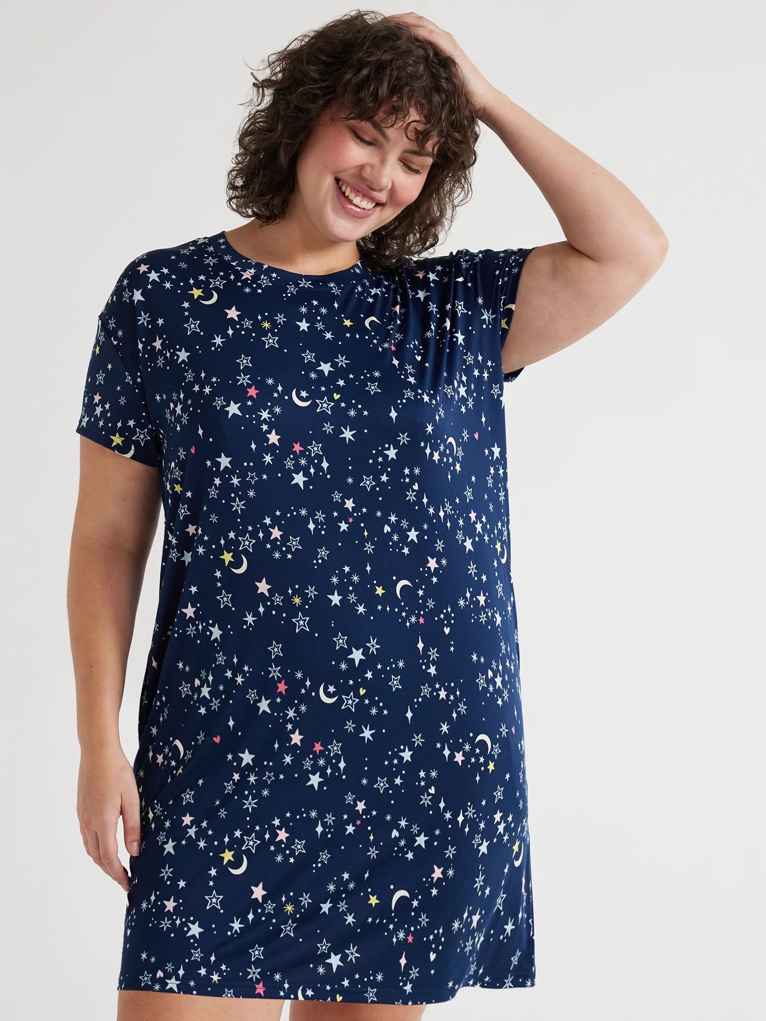 Joyspun Women's Short Sleeve Sleepshirt, Sizes S to 3X | Walmart (US)