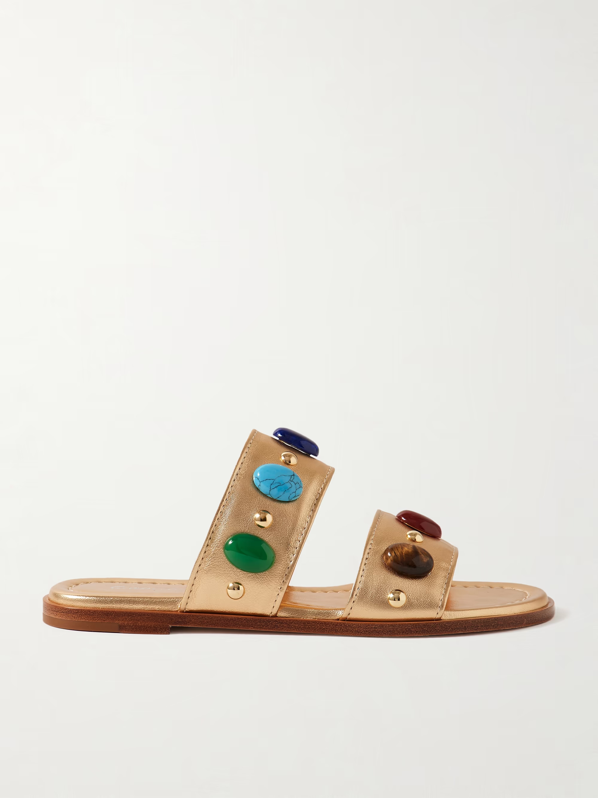 Embellished metallic leather slides | NET-A-PORTER APAC