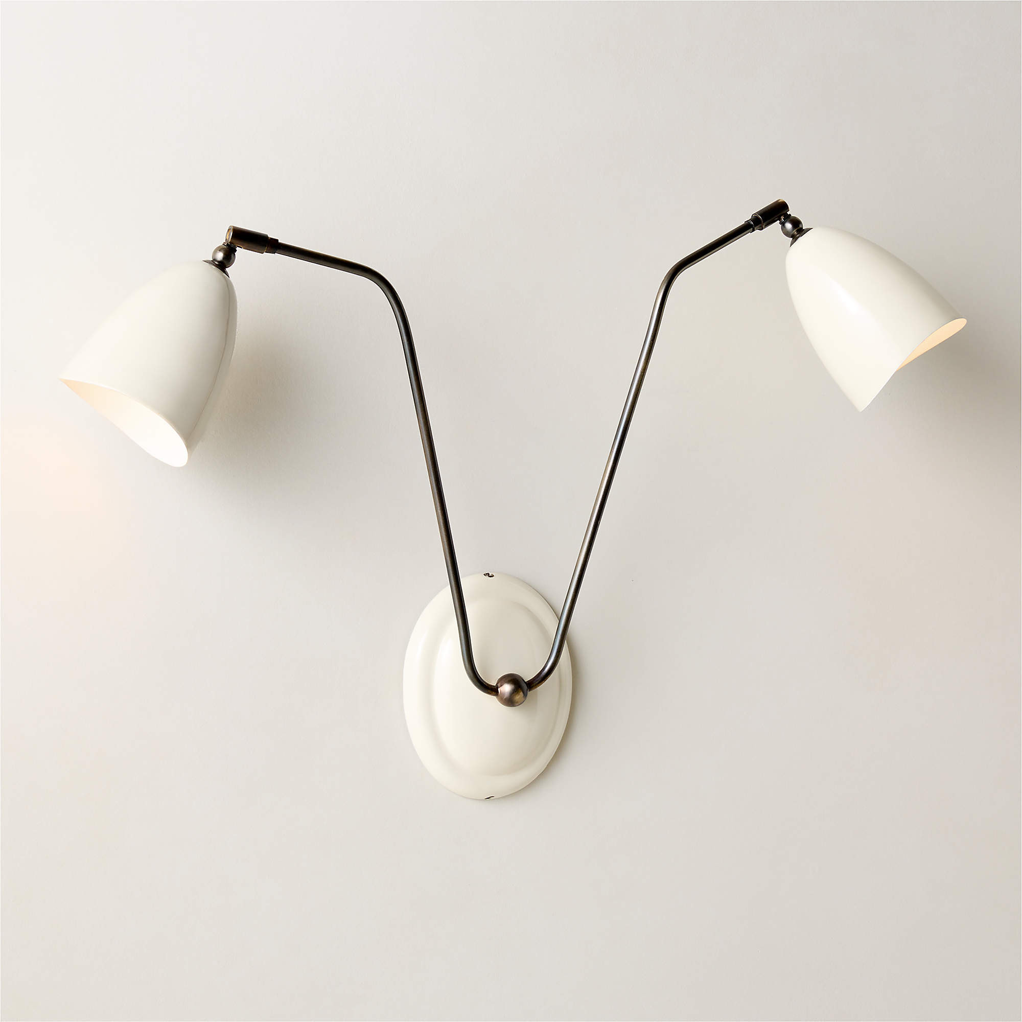 Forna 2-Light White Enamel Wall Sconce | CB2 | CB2