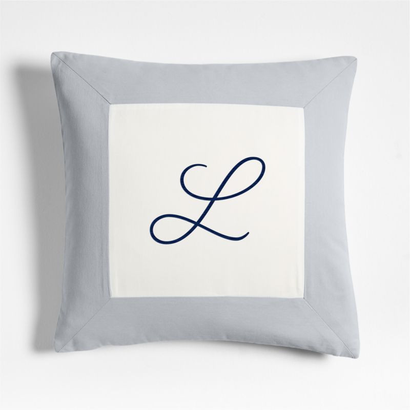 Legacy Border Organic Cotton Monogrammable 20"x20" Sky Blue Throw Pillow Cover + Reviews | Crate ... | Crate & Barrel