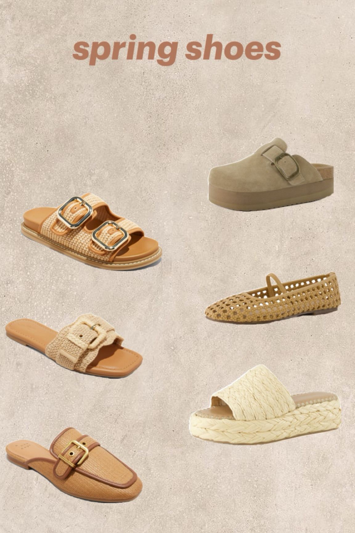 Spring shoes typically refer to footwear designed for the spring season, which is characterized by moderate temperatures and occasional rain. These shoes often feature breathable, lightweight materials such as canvas, mesh, or soft leather, allowing for comfort during warmer weather. They come in various styles, from casual sandals and loafers to flats, often with a focus on flexibility and comfort

#LTKMostLoved #LTKSaleAlert #LTKStyleTip