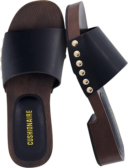 CUSHIONAIRE Timmi Vegan Suede Slides for Women, Slip On Low Heeled Dress Sandal with Studded Deta... | Amazon (US)