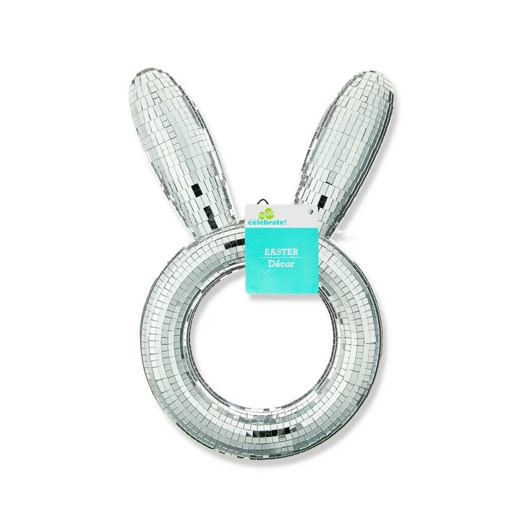 Easter Silver Disco Bunny Wreath, 13 in, by Way To Celebrate | Walmart (US)