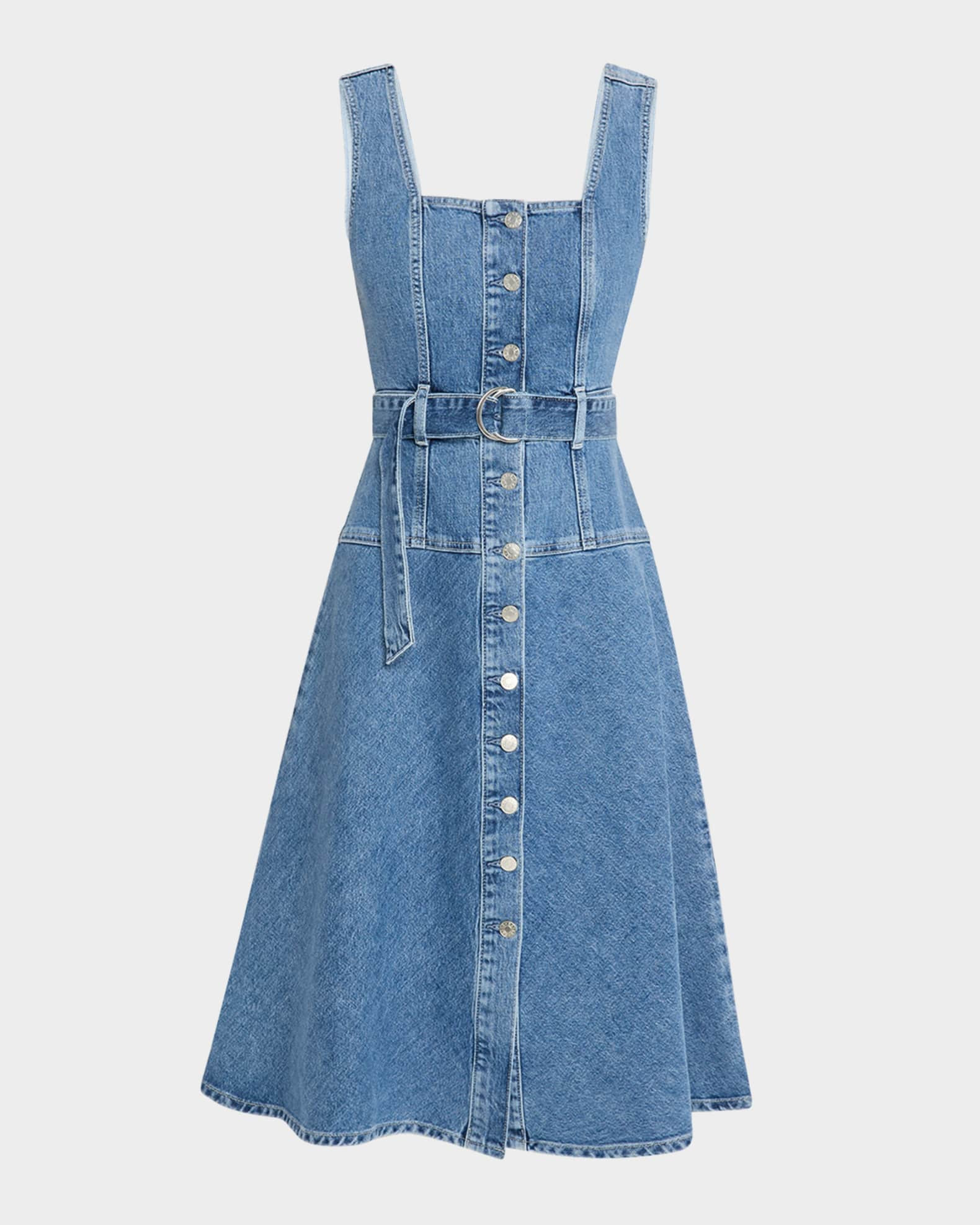 Aliso Belted Denim Midi Dress | Neiman Marcus