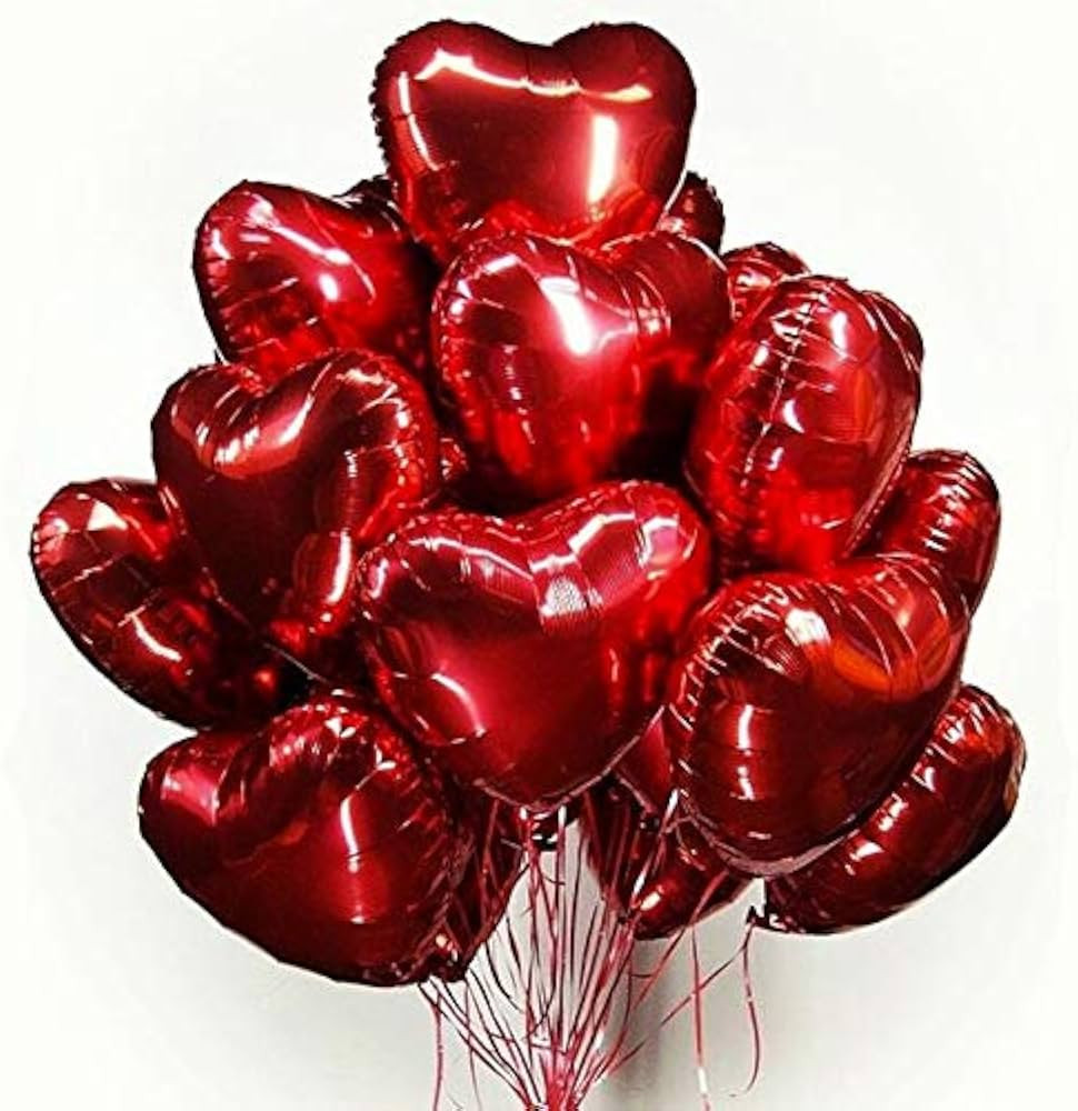 30 pcs Red Heart Balloons 18" Foil Love Balloons Mylar Balloons heart balloons for Valentines Day... | Amazon (US)