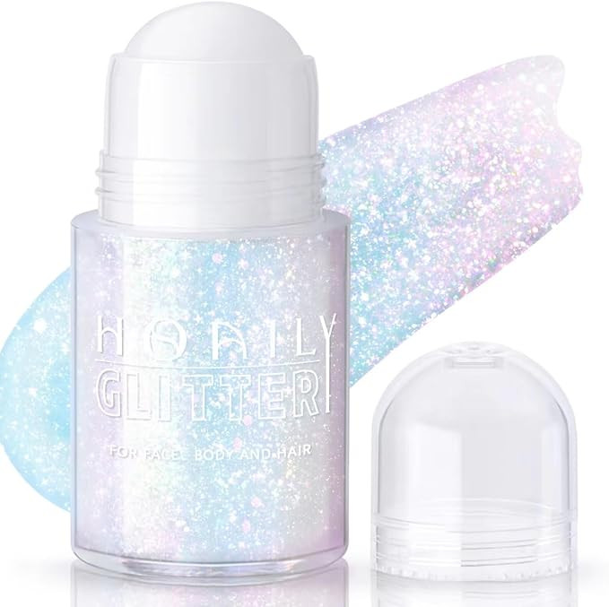 Roll-on Holographic Body Glitter Gel for Face Hair, Chameleon Color Changing Glitter Gel Under Li... | Amazon (US)