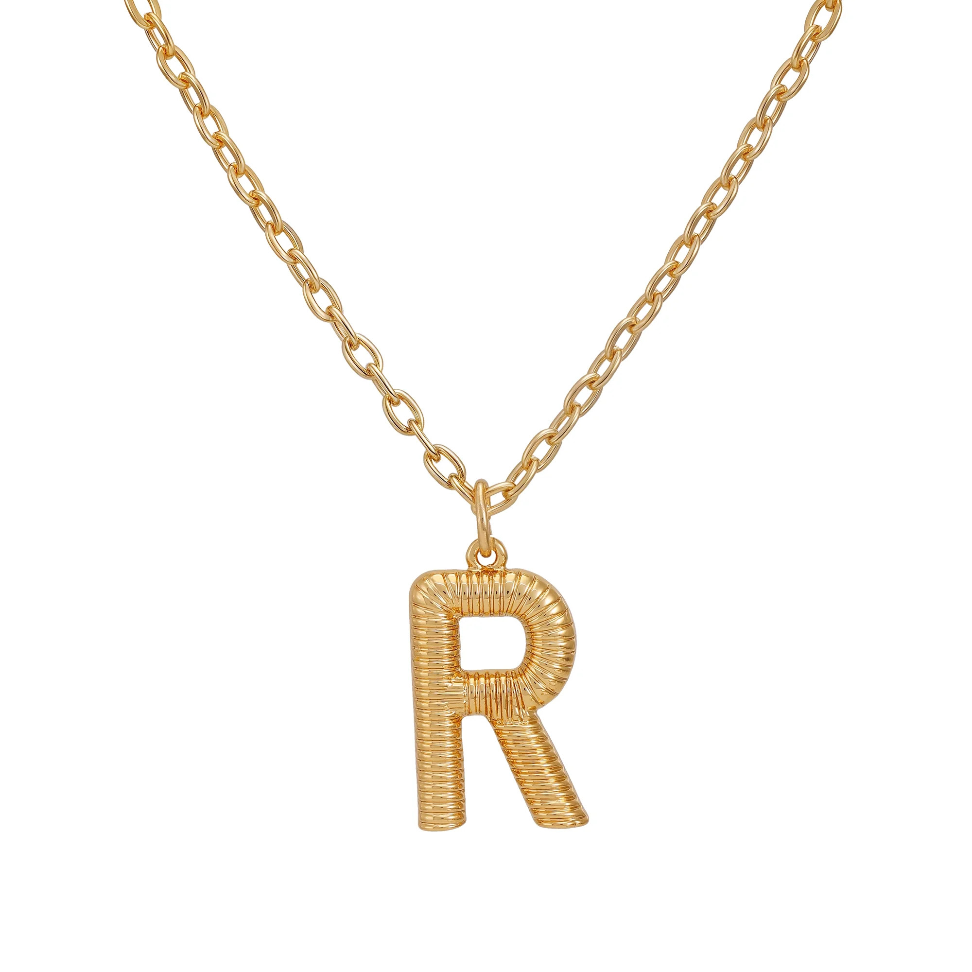 Time and Tru Women's Goldtone Initial R Necklace with Giftable Pouch | Walmart (US)