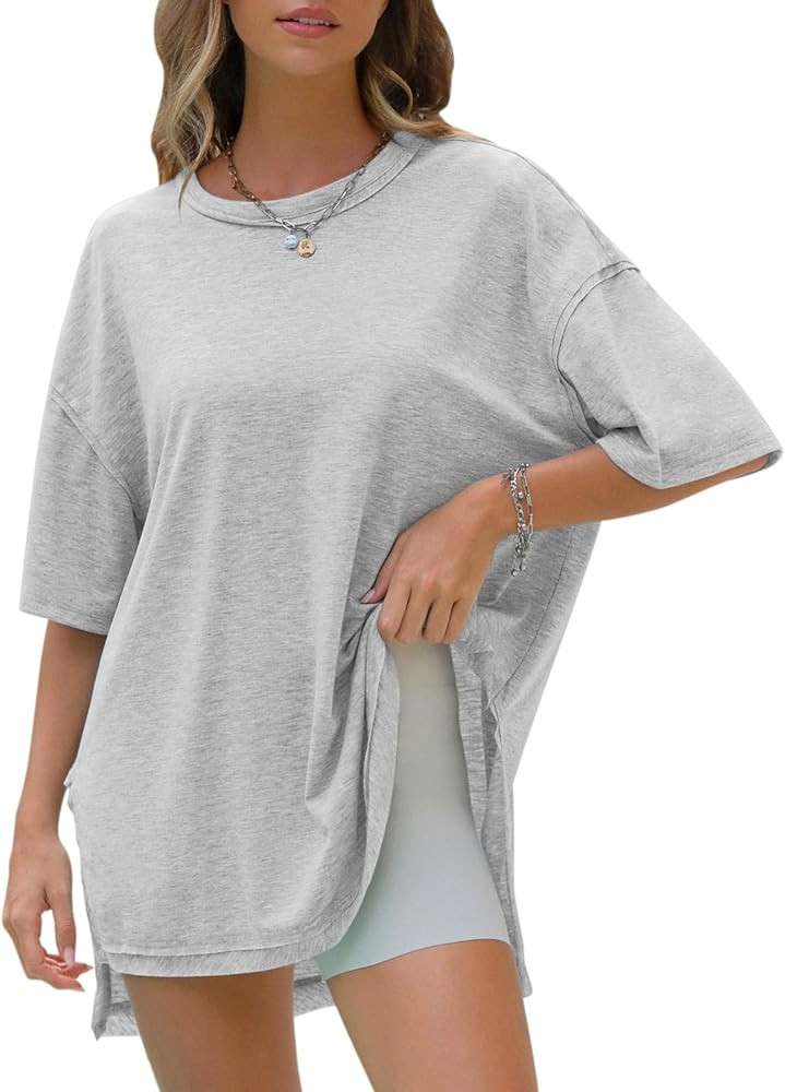 EXLURA Womens Summer Oversized T Shirts 2025 Casual Short Sleeve Loose Maternity Tops Crewneck Tu... | Amazon (US)